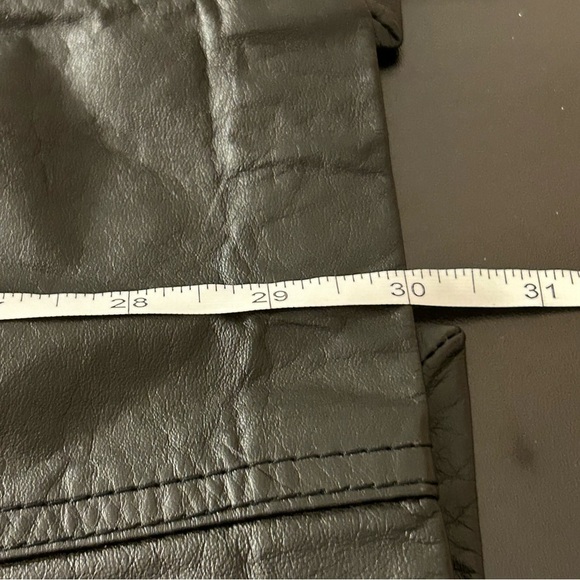 Black Leather Skirt Vintage 80s Avanti 14 Pencil Straight Pockets Lined Y2K - Picture 7 of 9